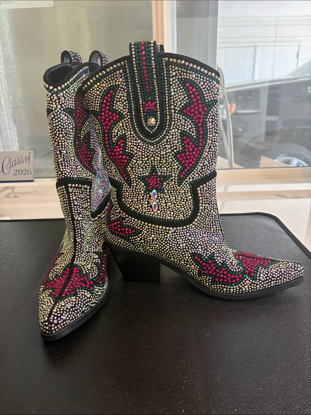 AZALEA WANG WESTERN EMBELLISHED BOOTS 7 1/2